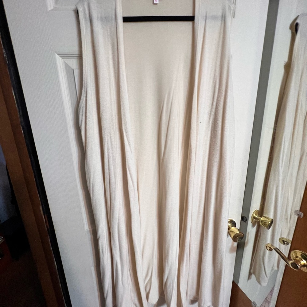 Cream Sleeveless Drape Cardigan Joy